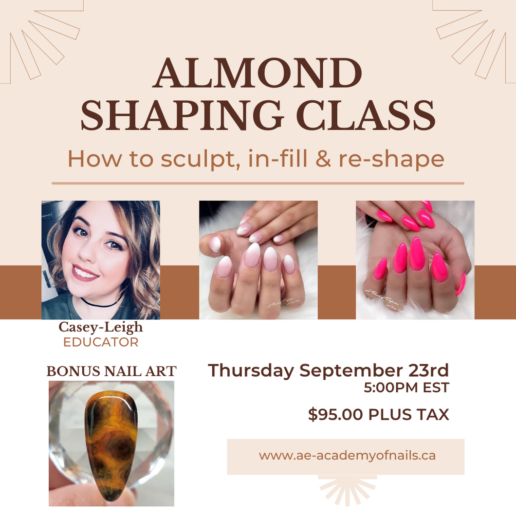 Almond Shaping Class -Thursday September 23rd 2021 5:00pm EST